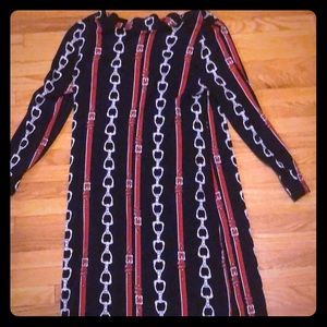 Red and blue printed dress